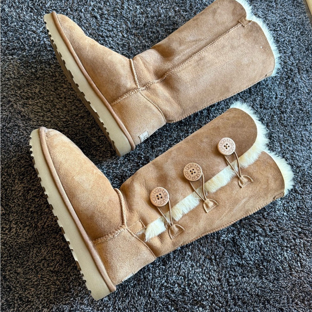 UGG Tan Winter Boots with Button Detail